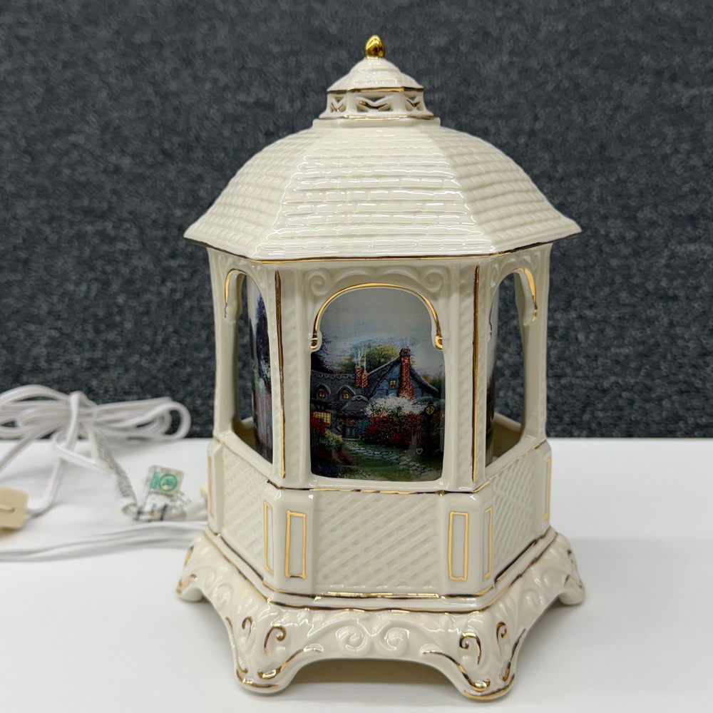 Thomas Kinkade Painter of Light Rotating Porcelain Gazebo Night Light Music Box